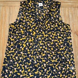 CAbi Floral Print Sleeveless Top - Navy Blue, Yellow, Pink